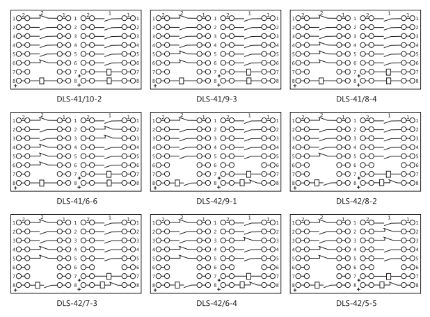 DLS-44/8雙位置繼電器內(nèi)部連接線圖片 DLS-44/8雙位置繼電器內(nèi)部連接線圖片