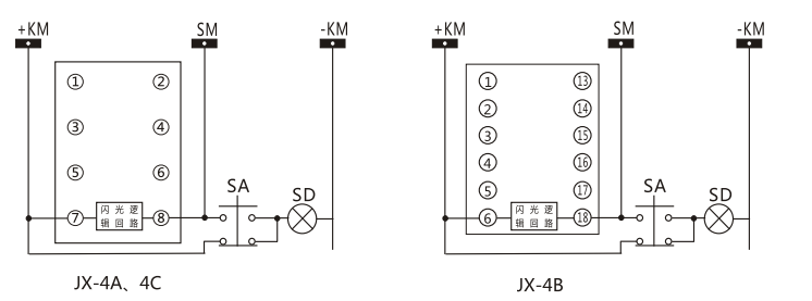 JX-4A閃光繼電器內(nèi)部接線及外引接線圖 JX-4A閃光繼電器內(nèi)部接線及外引接線圖
