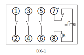 DX-1閃光繼電器內(nèi)部接線及外引接線圖 DX-1閃光繼電器內(nèi)部接線及外引接線圖