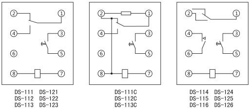 DS-112時(shí)間繼電器內(nèi)部接線及外引接線圖(背視圖)圖片 DS-112時(shí)間繼電器內(nèi)部接線及外引接線圖(背視圖)圖片