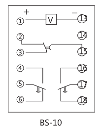 BS-10時間繼電器內(nèi)部接及外引接線圖片 BS-10時間繼電器內(nèi)部接及外引接線圖片