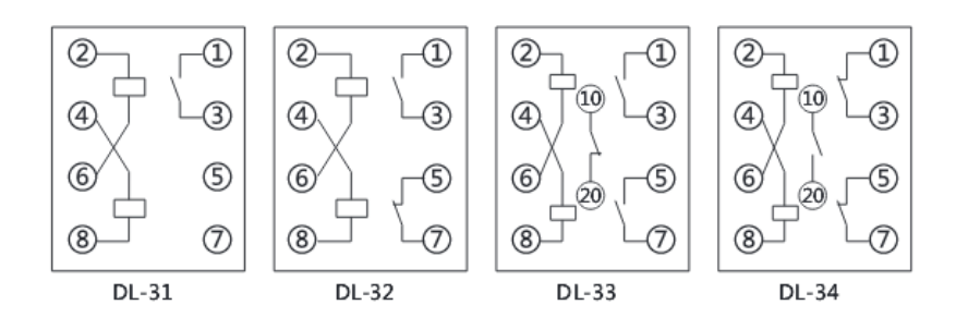 DL-31系列電流繼電器內(nèi)部接線圖 ( 背視 ) DL-31系列電流繼電器內(nèi)部接線圖 ( 背視 )