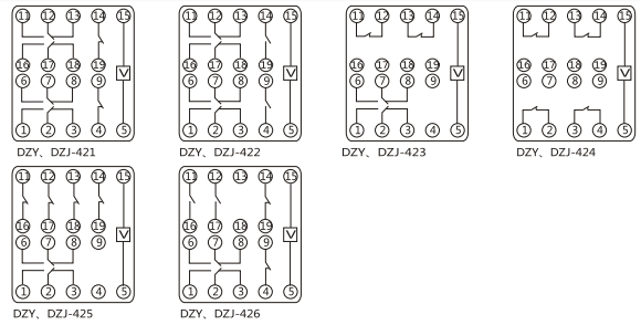 DZY(J)-426導(dǎo)軌式中間繼電器內(nèi)部端子外引接線圖(正視) DZY(J)-426導(dǎo)軌式中間繼電器內(nèi)部端子外引接線圖(正視)