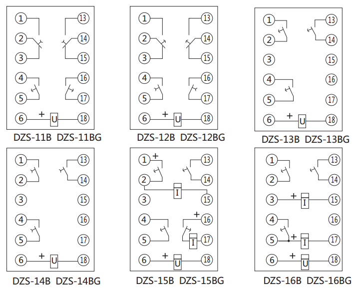DZS-11B延時中間繼電器內(nèi)部接線圖及外引接線圖 DZS-11B延時中間繼電器內(nèi)部接線圖及外引接線圖