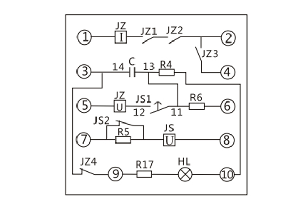 DH-2A重合閘繼電器接線圖 DH-2A重合閘繼電器接線圖